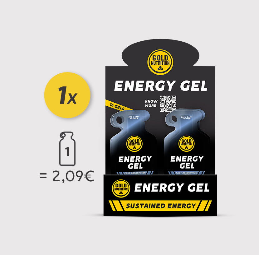 Gel energético GoldNutrition de 40g com sabor berries, embalagem com caixa e gel de textura suave para performance esportiva.