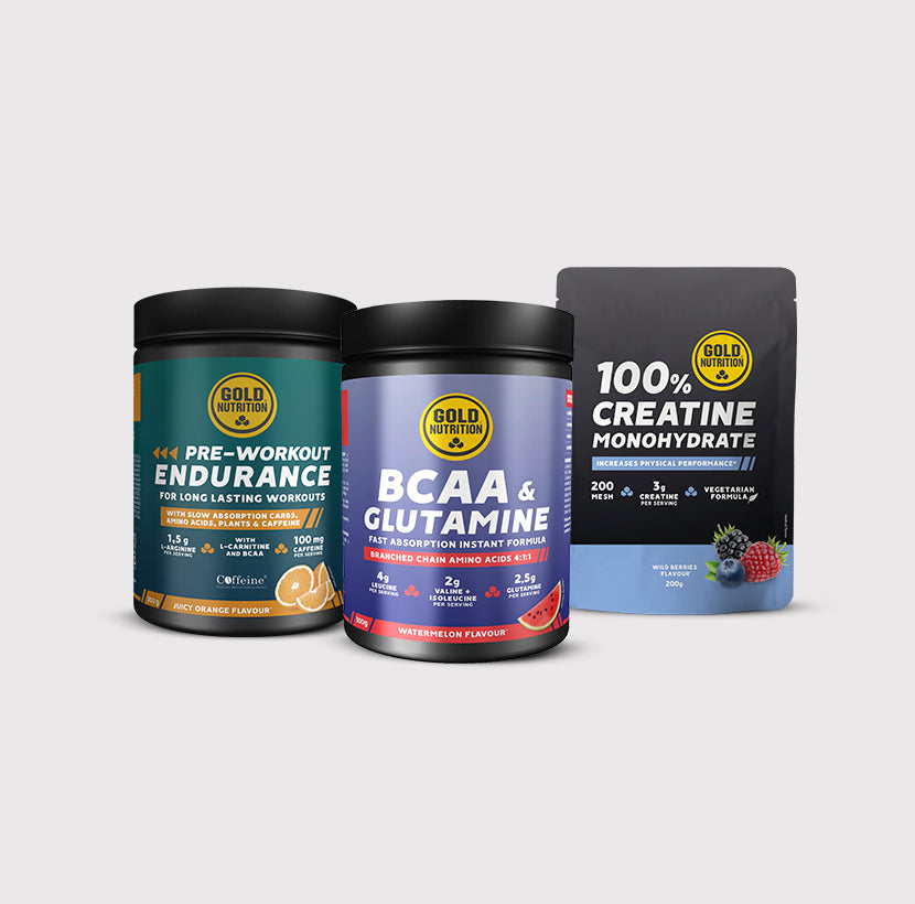 Polvo de BCAA y glutamina + pre-entrenamiento Endurance