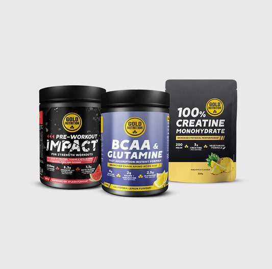 Polvo de BCAA y glutamina + Impacto pre-entrenamiento