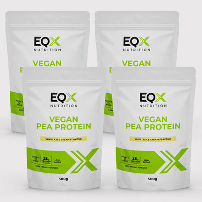 Embalagem EQX Vegan Pea Protein Vanilla Ice Cream 4x500 g, vista frontal